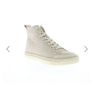 Diesel Women's High-Top Beige Cream Suede Sneakers s-athos mid Size 10 Neutral